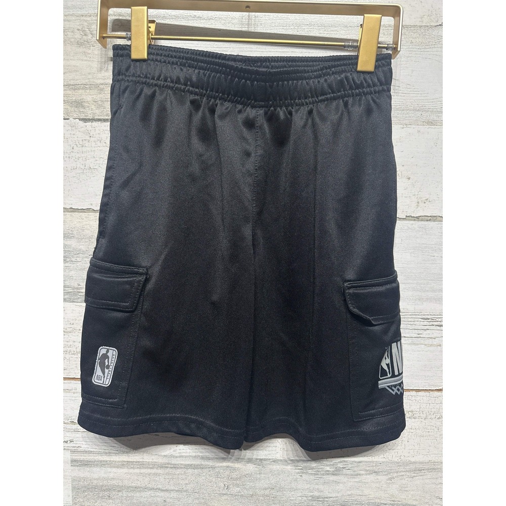 NBA Basketball Shorts‎ Boys Size 8 Black Cargo Athletic Mesh EUC